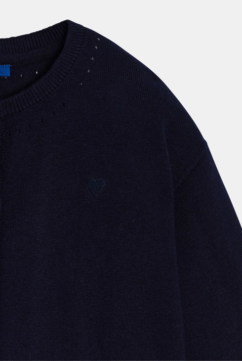 Mornarskoplavi moderni pleteni kardigan za djevojčice 2