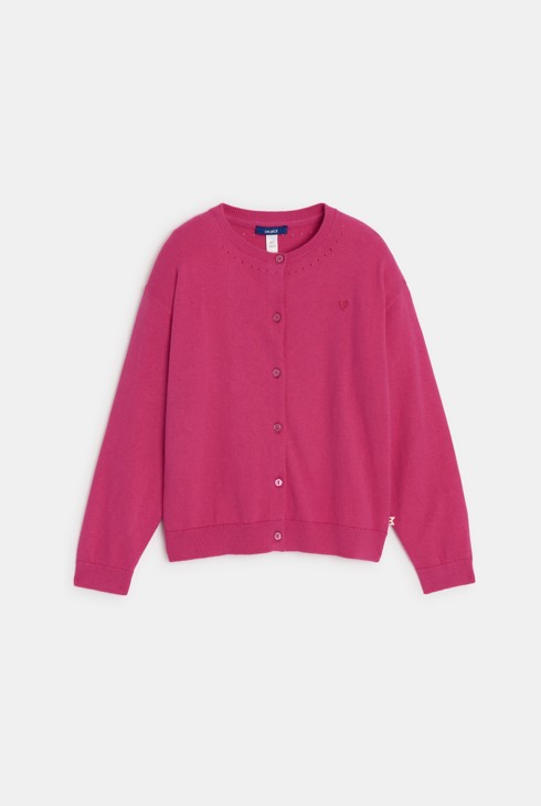 Ružičasti moderni pleteni kardigan za djevojčice 1