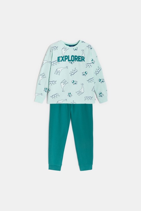 Grüner Pyjama mit Tiermotiv für Jungen 1
