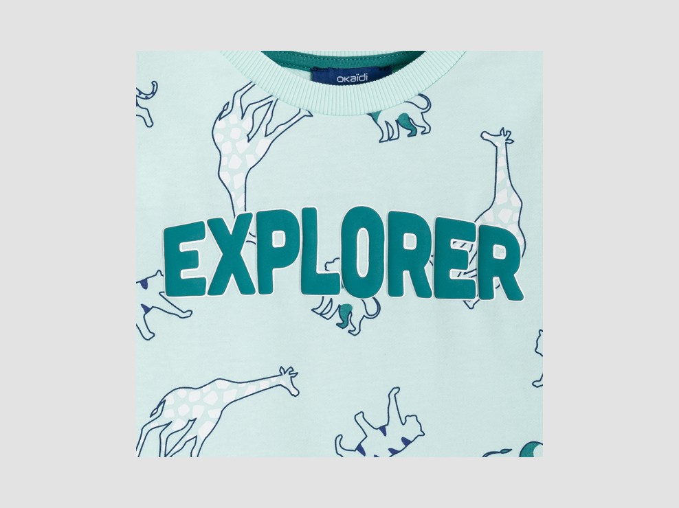 Groene jongenspyjama met dierenmotief. 2