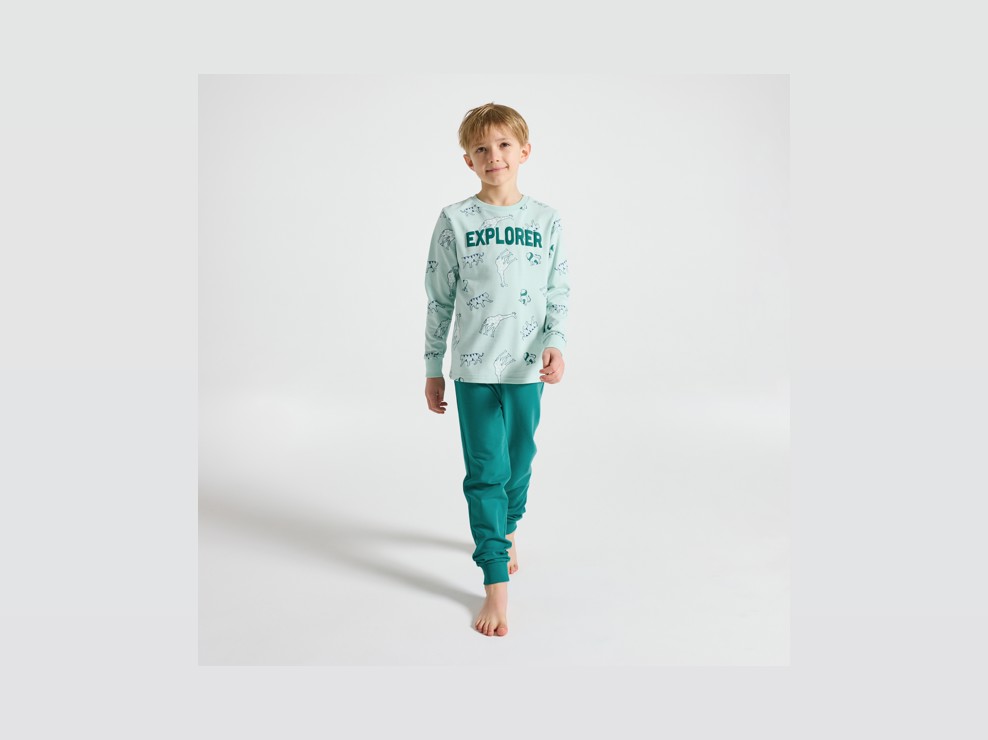 Pyjama vert à motif animalier Garçon 1
