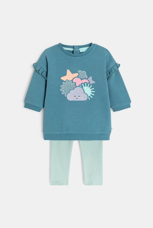 Ensemble Sweatshirt und Leggings in Blau für kleine Mädchen 1