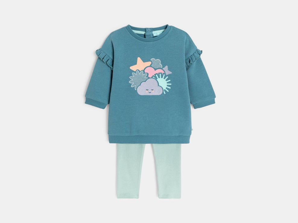 Ensemble Sweatshirt und Leggings in Blau für kleine Mädchen 1