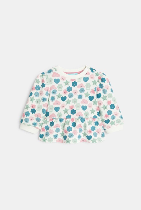 Weißes bedrucktes Sweatshirt für kleine Mädchen 2