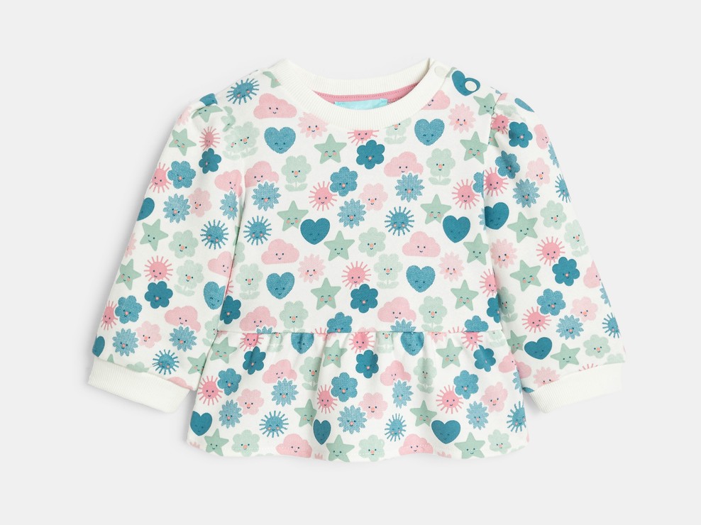 Witte sweater met opdruk voor babymeisjes 2