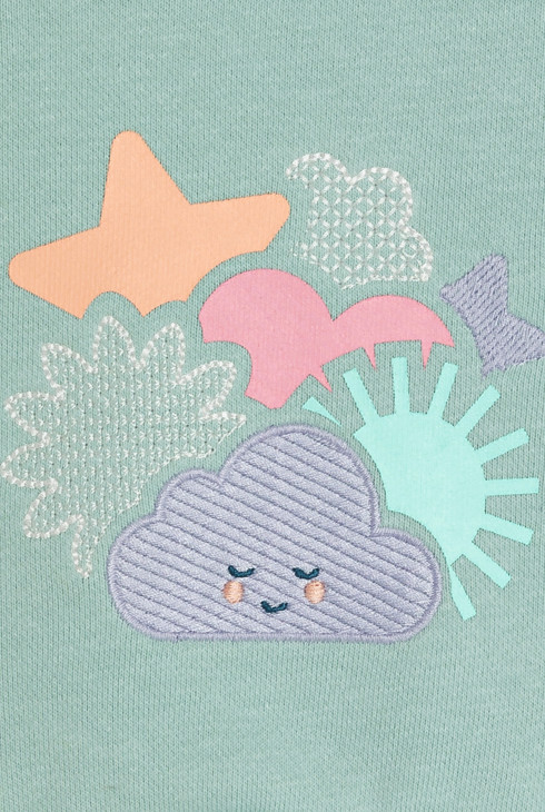 Grünes, bedrucktes Sweatshirt für kleine Mädchen 2