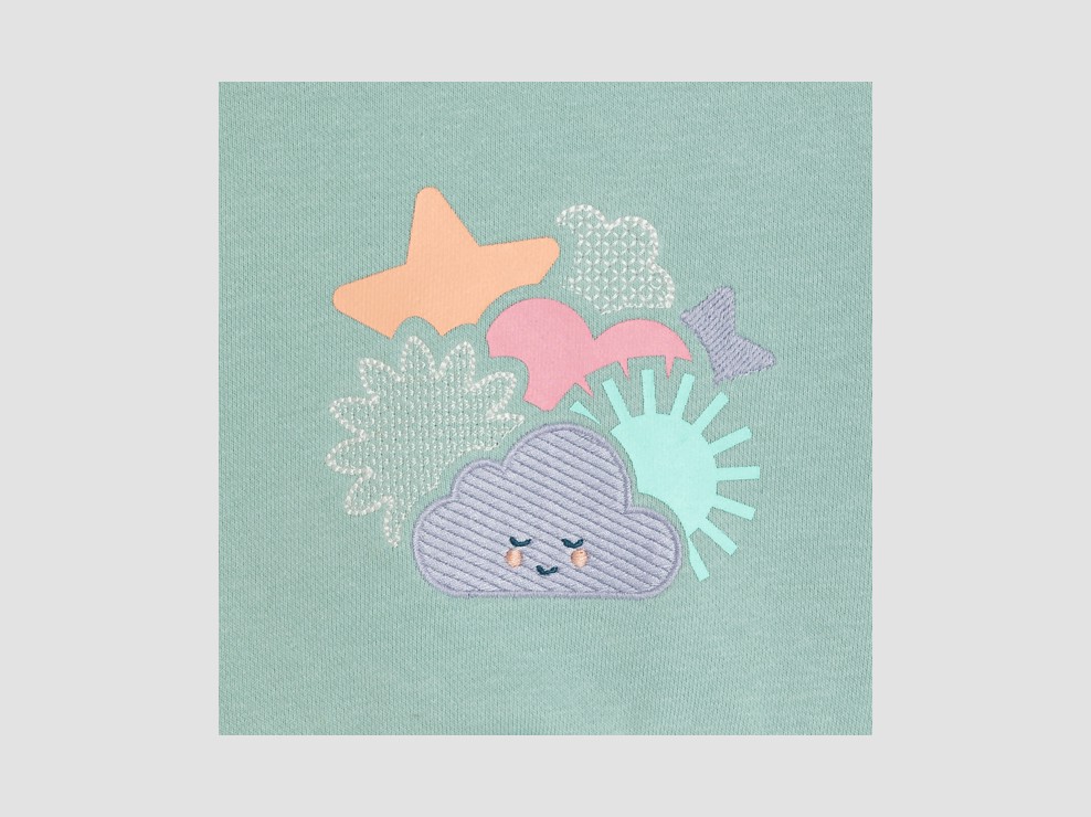 Grünes, bedrucktes Sweatshirt für kleine Mädchen 2