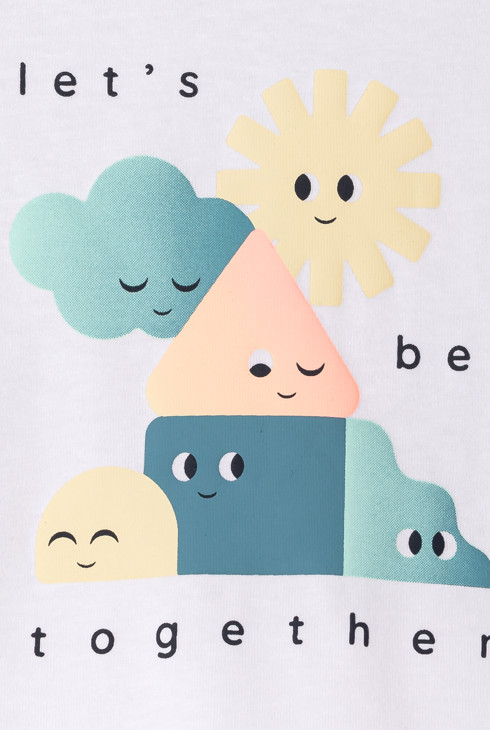 T-shirt blanc manches longues à motif bébé garçon