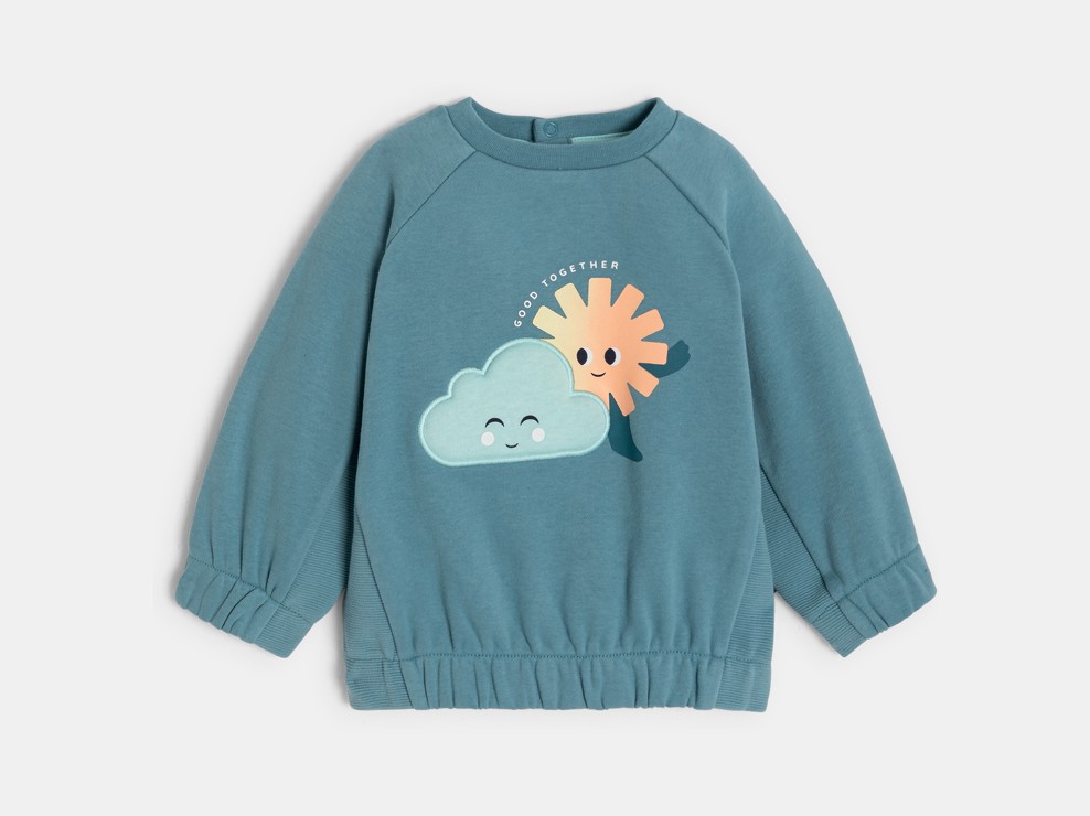 Sweatshirt Molton bestickt blau Kleinkind Junge 1