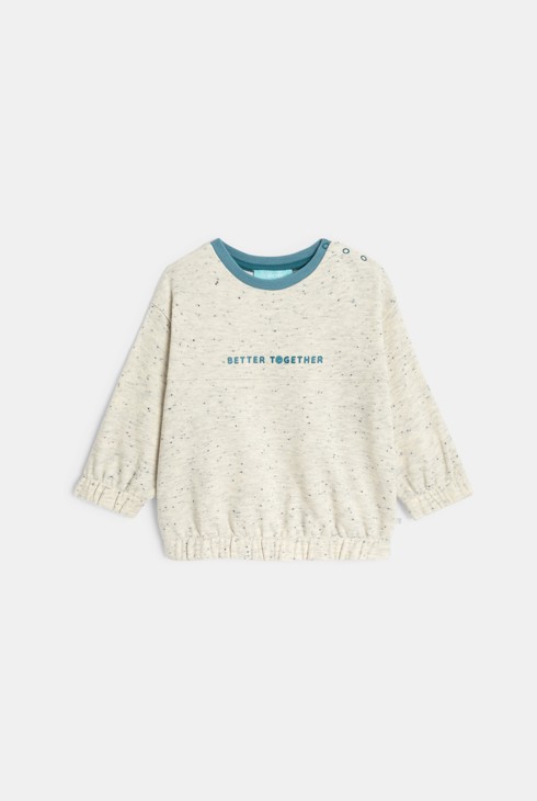 Grau meliertes Fleece-Sweatshirt für kleine Jungen 1