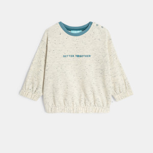 Grau meliertes Fleece-Sweatshirt für kleine Jungen