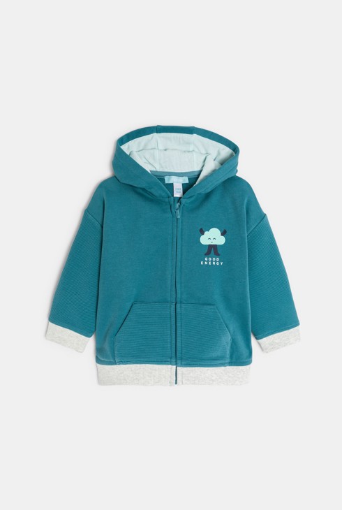 Blaues Jungen-Sweatshirt mit Reißverschluss und Kapuze für Kleinkinder 1