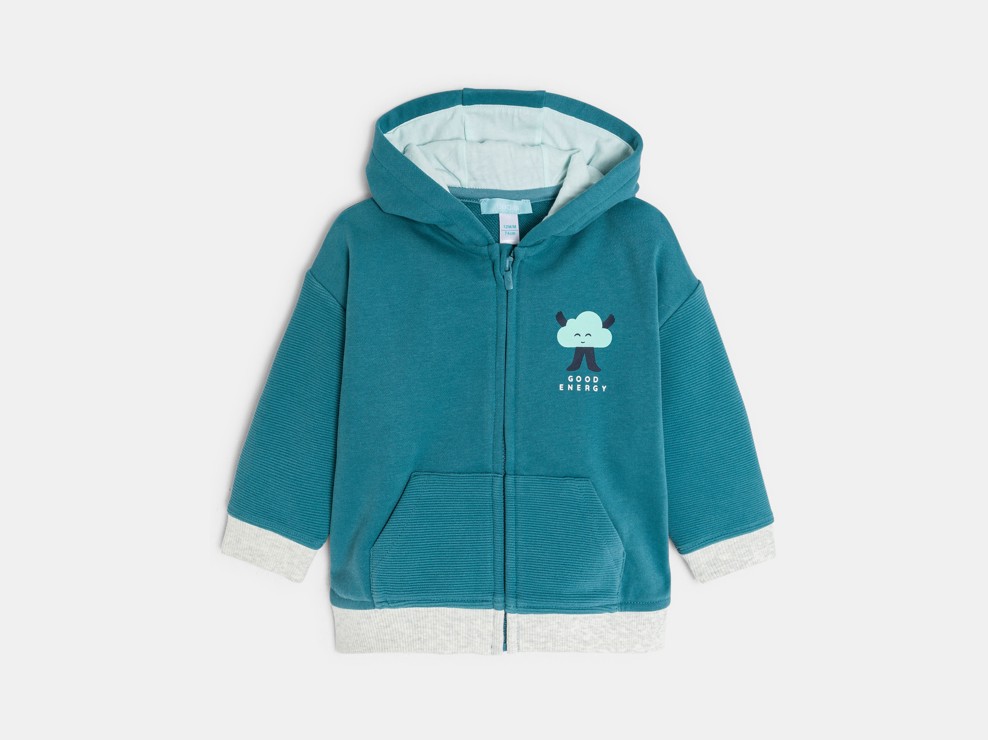 Blaues Jungen-Sweatshirt mit Reißverschluss und Kapuze für Kleinkinder 1