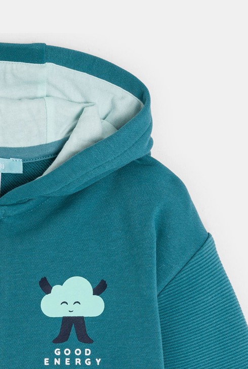 Blaues Jungen-Sweatshirt mit Reißverschluss und Kapuze für Kleinkinder 2