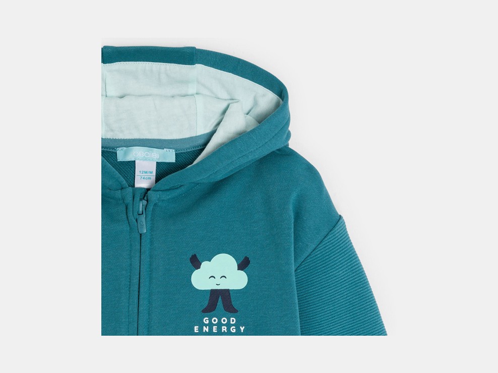 Blaues Jungen-Sweatshirt mit Reißverschluss und Kapuze für Kleinkinder 2