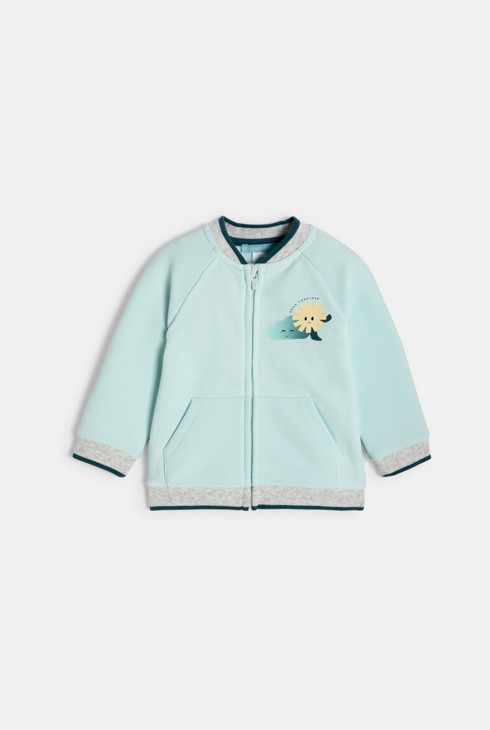 Strickjacke Molton Reißverschluss hellblau Kleinkind Junge 2
