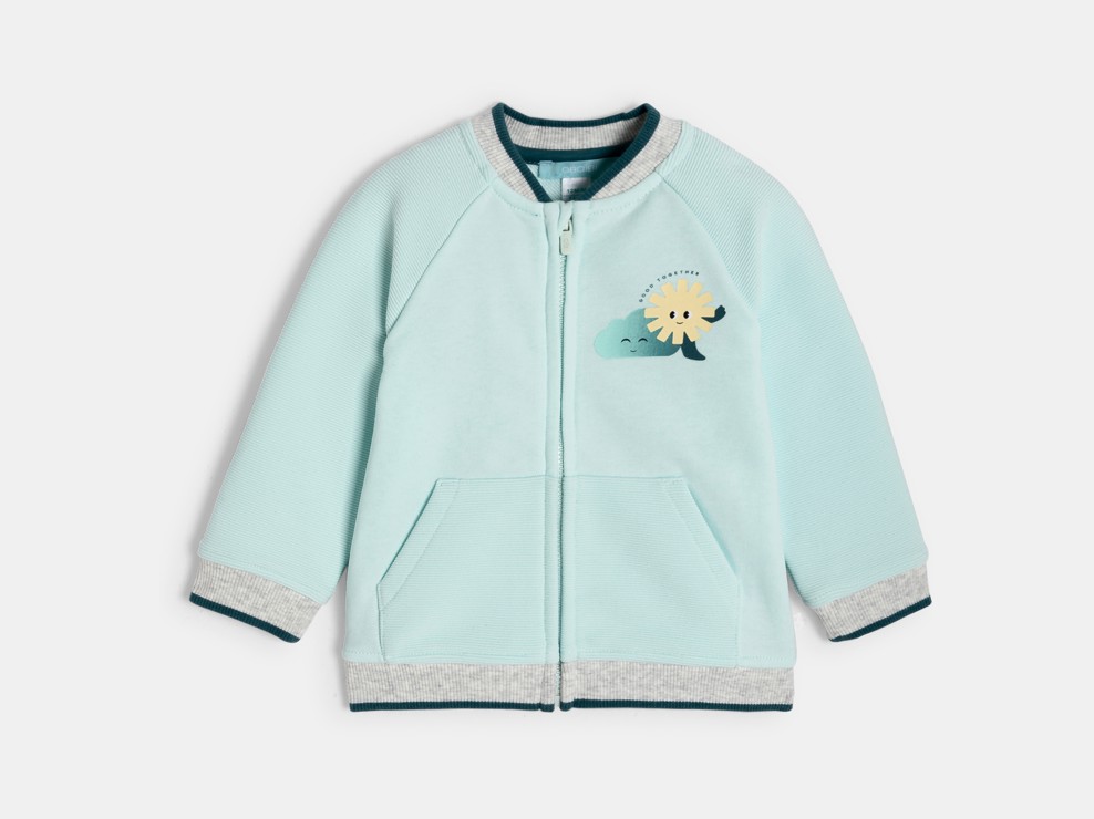 Strickjacke Molton Reißverschluss hellblau Kleinkind Junge 2