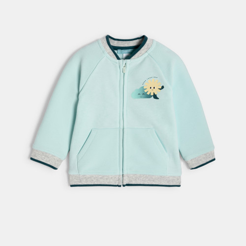 Gilet Molleton Zippé Bleu Clair Bébé Garçon - Vert Aqua - 3A - OBAIBI