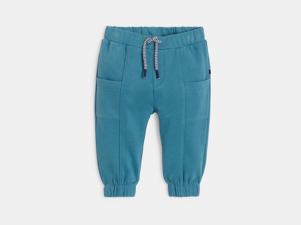 Pantalons de jòguing de moletó blau bebè nen 2