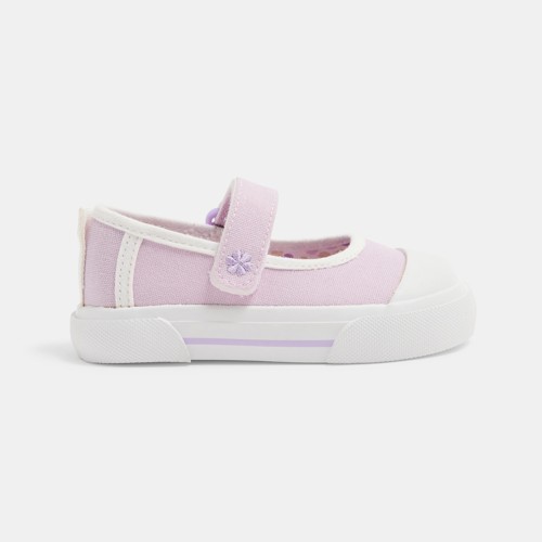 Ballerines Toile Violette Bébé Fille - Blanc Écru - 21 - OBAIBI