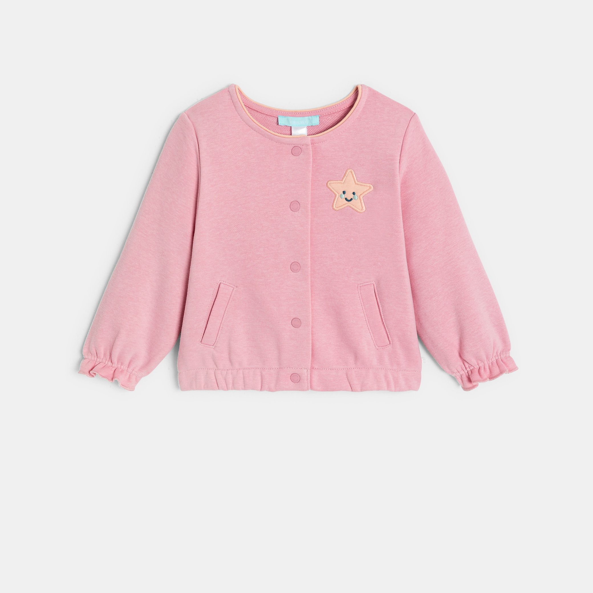 Sweat en molleton bleu bébé fille - Rose passé