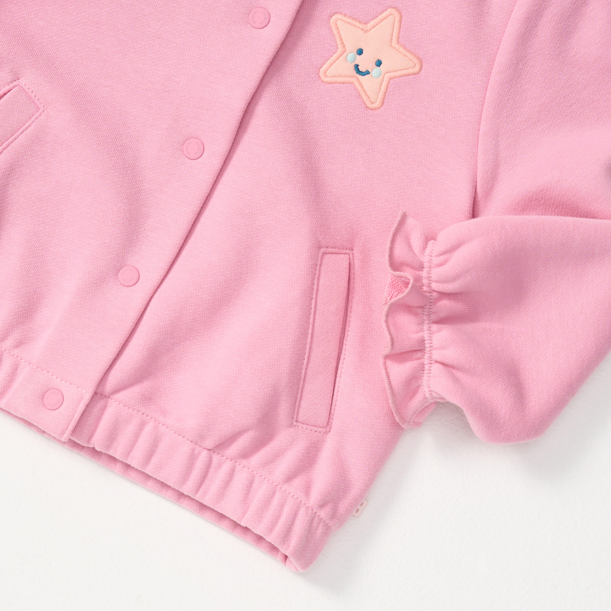 Sweat en molleton bleu bébé fille - Rose passé