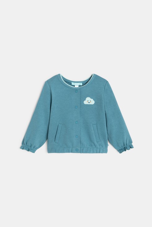 Blaues Fleece-Sweatshirt für kleine Mädchen 1