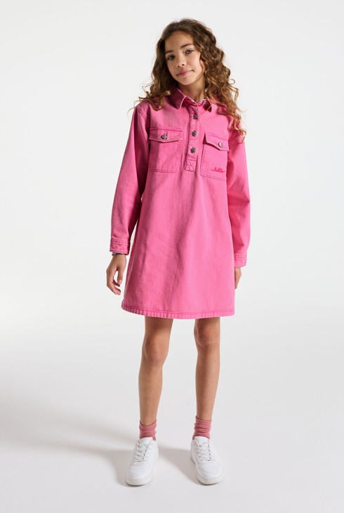 Girl's pink denim dress 1
