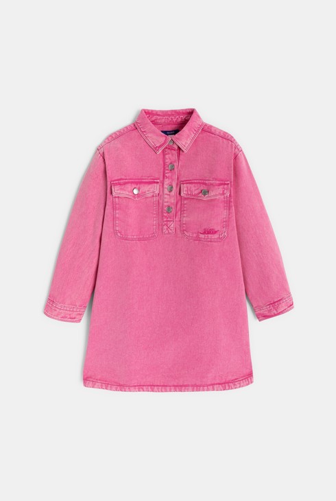 Girl's pink denim dress 2