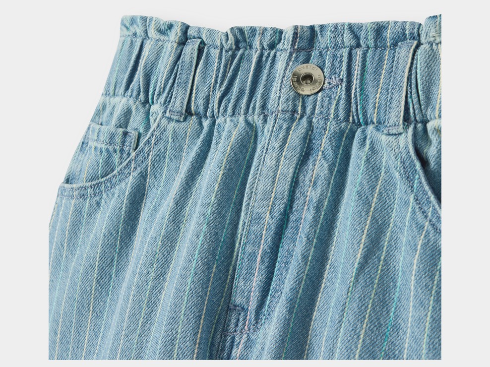 Pantalon denim rayé bleu fille 2