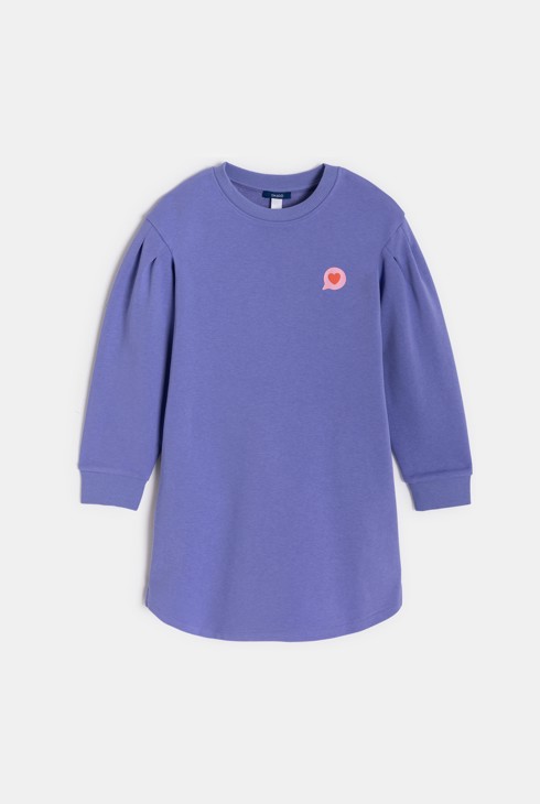 Violettes Kleid mit gebauschten Ärmeln für Mädchen 2