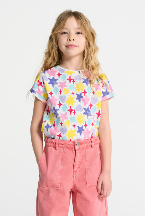 Mehrfarbiges T-Shirt mit Sternen für Mädchen 1