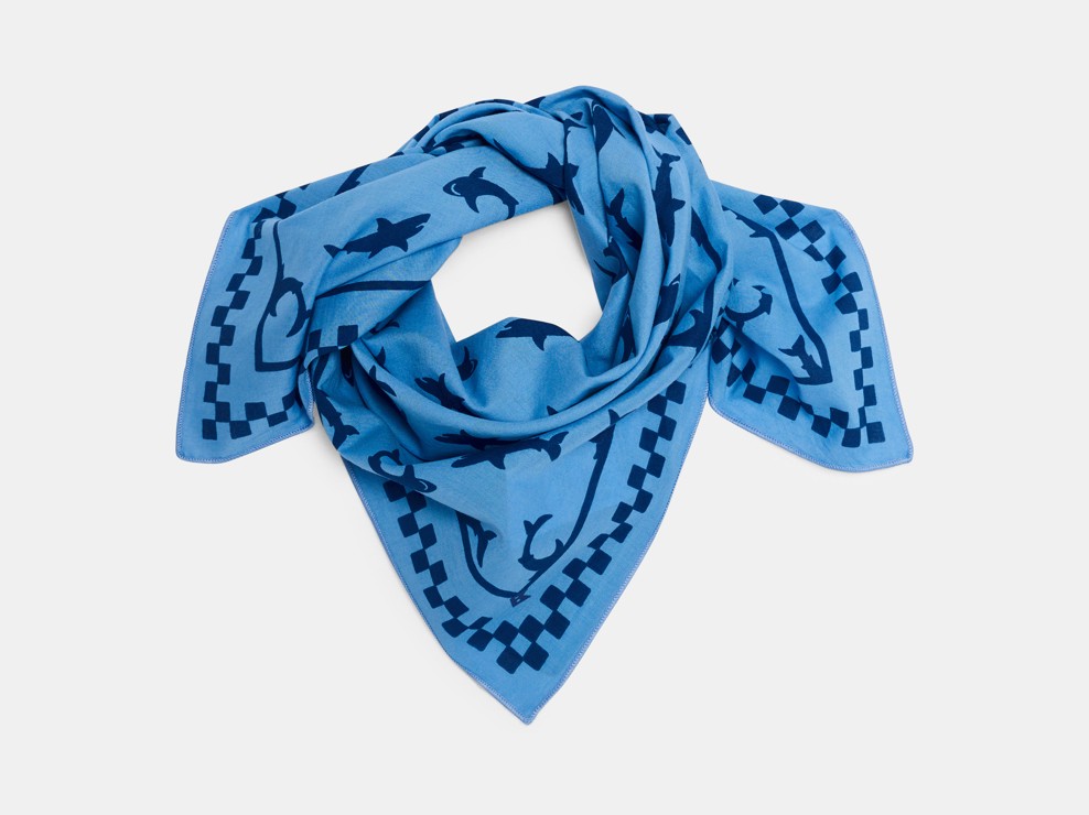 Foulard imprimé requins bleu mixte 1