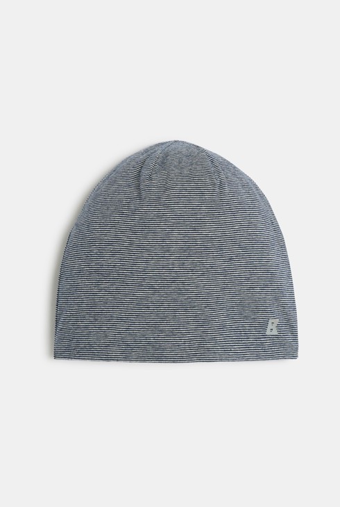 Boy's blue beanie with stripes 1