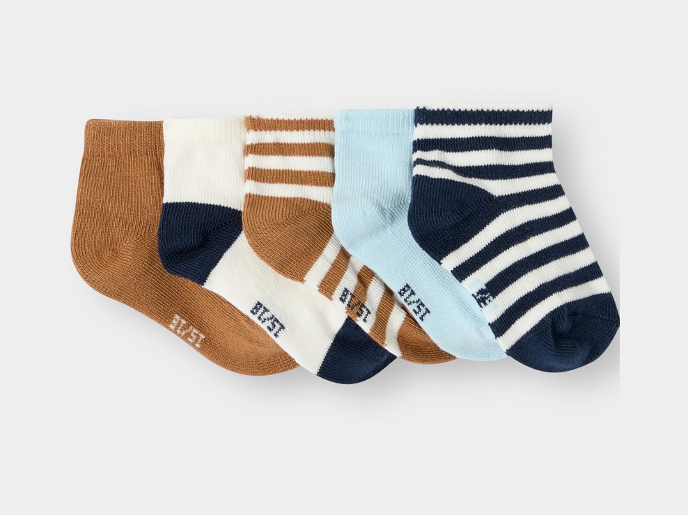 Bruine lage sokken voor babyjongens (5 paar) 1