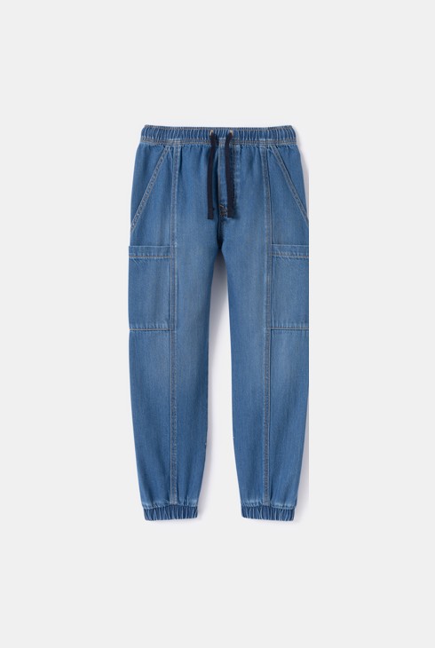 Pantalon jogger denim bleu garçon 1