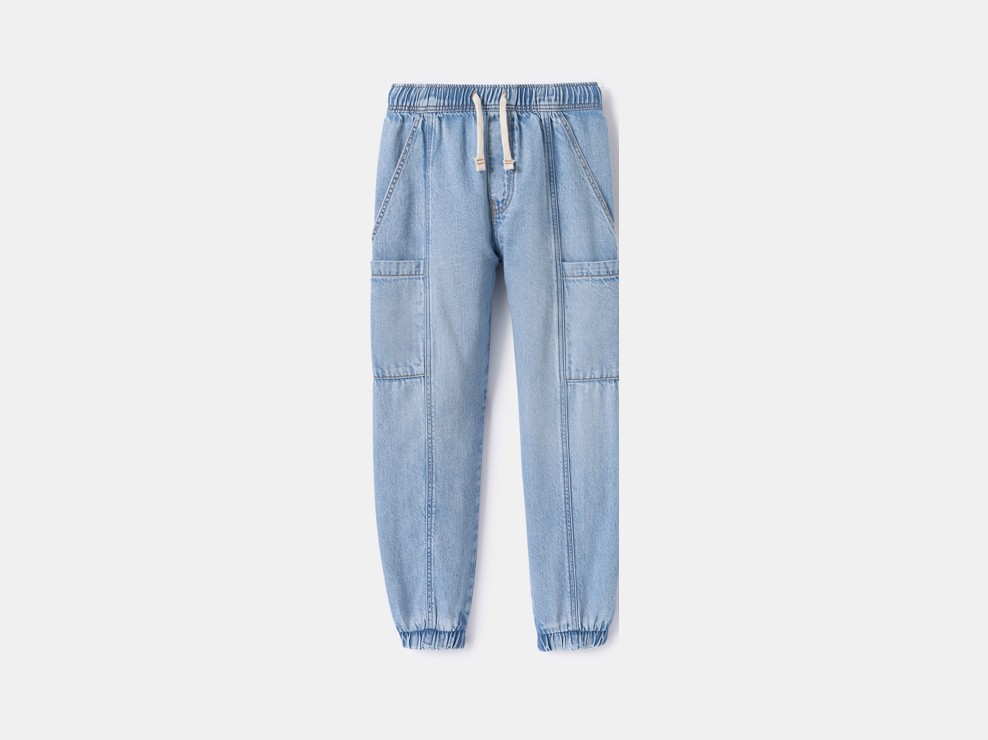 Pantalon jogger denim bleu clair garçon 1