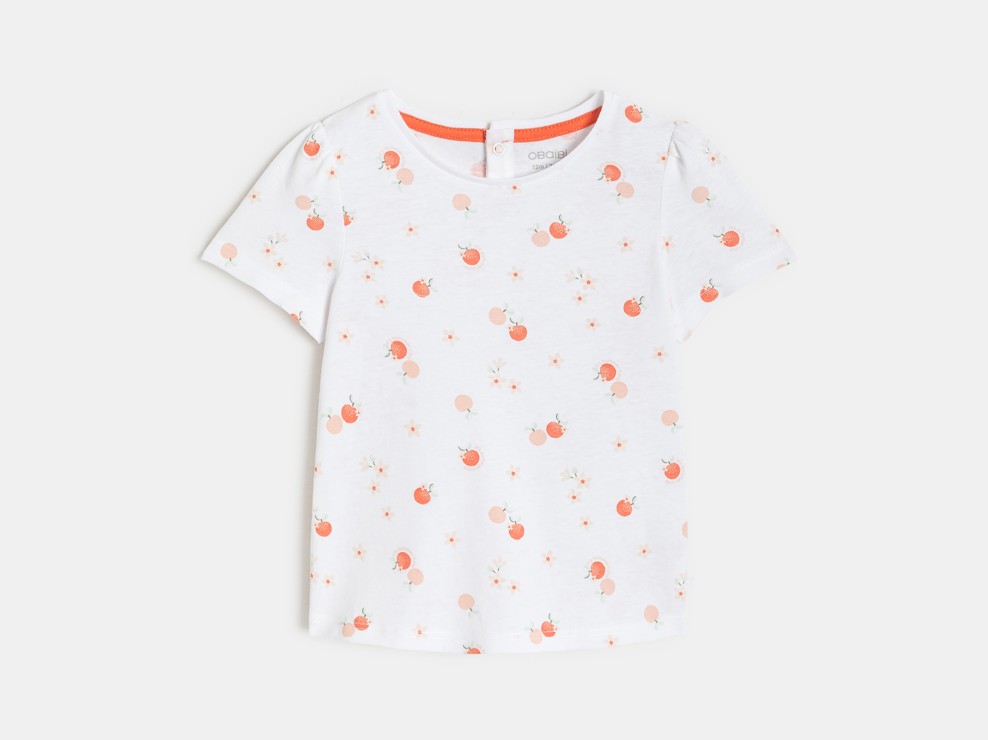 T-shirt in jersey bianca con frutti neonata 2