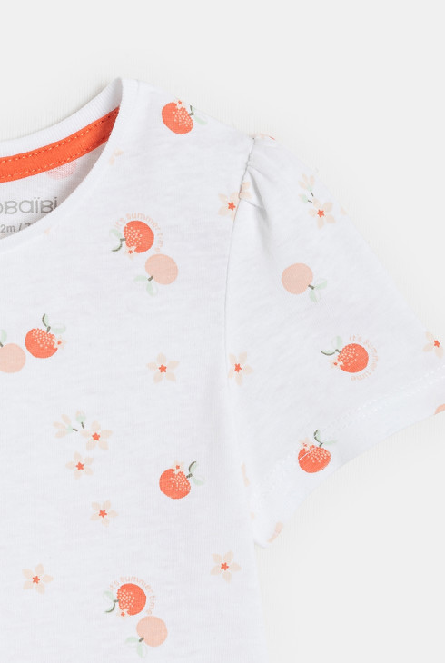 T-shirt jersey fruits blanc bébé fille