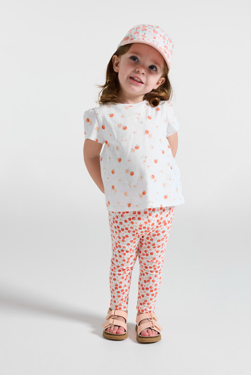 T-shirt in jersey bianca con frutti neonata 1