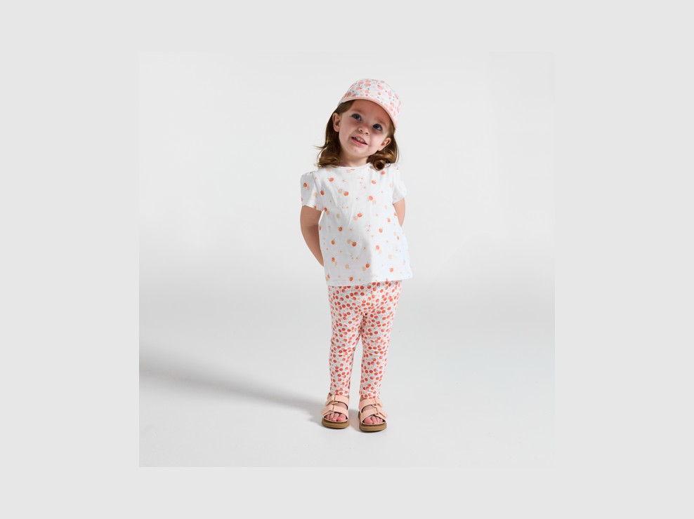 T-shirt in jersey bianca con frutti neonata 1