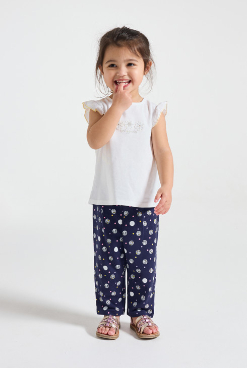 Ensemble bleu imprimé fleuri bébé fille 1