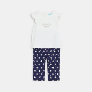 Blaues Ensemble mit Blumenmuster Kleinkind Mädchen