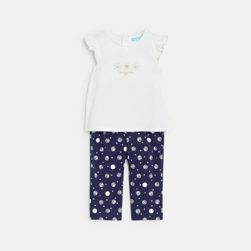 Ensemble Bleu Imprimé Fleuri Bébé Fille - Imprimé Bleu - 9M - OBAIBI