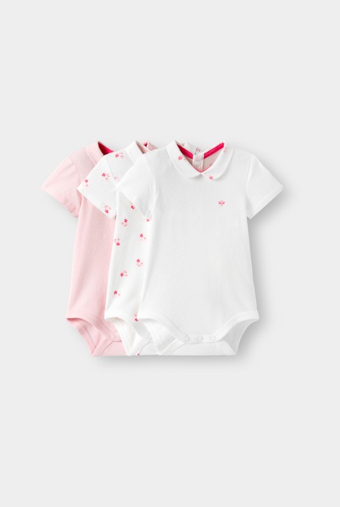 Body manches courtes rose bébé fille (lot de 3) 1