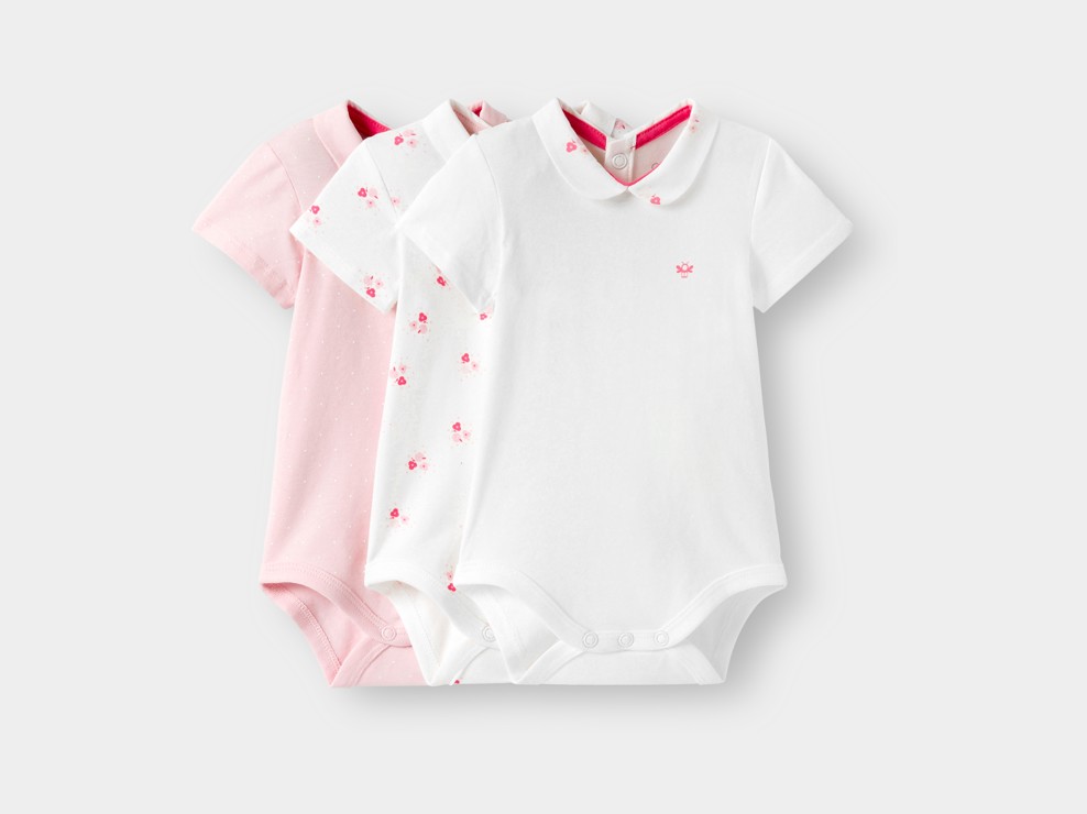 Body manches courtes rose bébé fille (lot de 3) 1