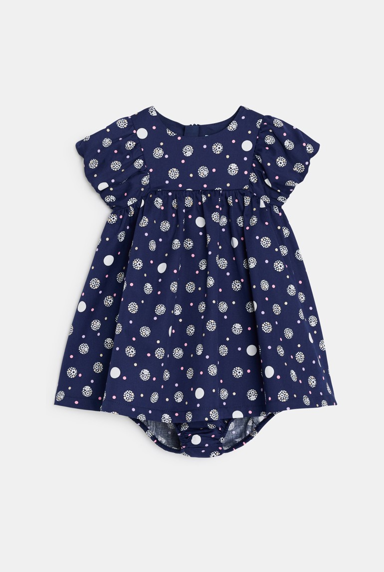 Baby girl's navy blue polka dot dress Okaïdi & Obaïbi