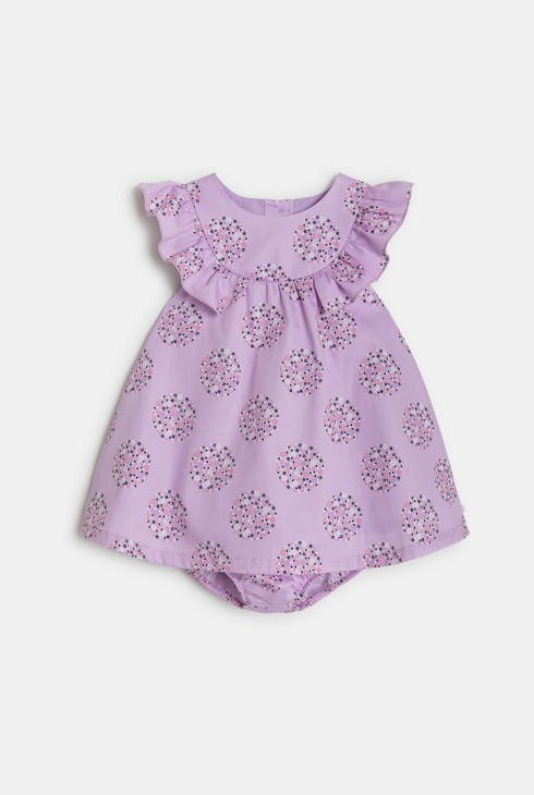 Robe ample fleurie mauve bébé fille