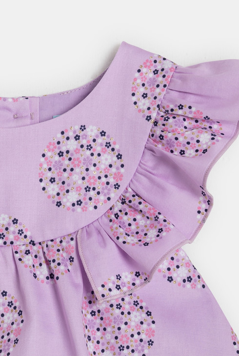 Robe ample fleurie mauve bébé fille
