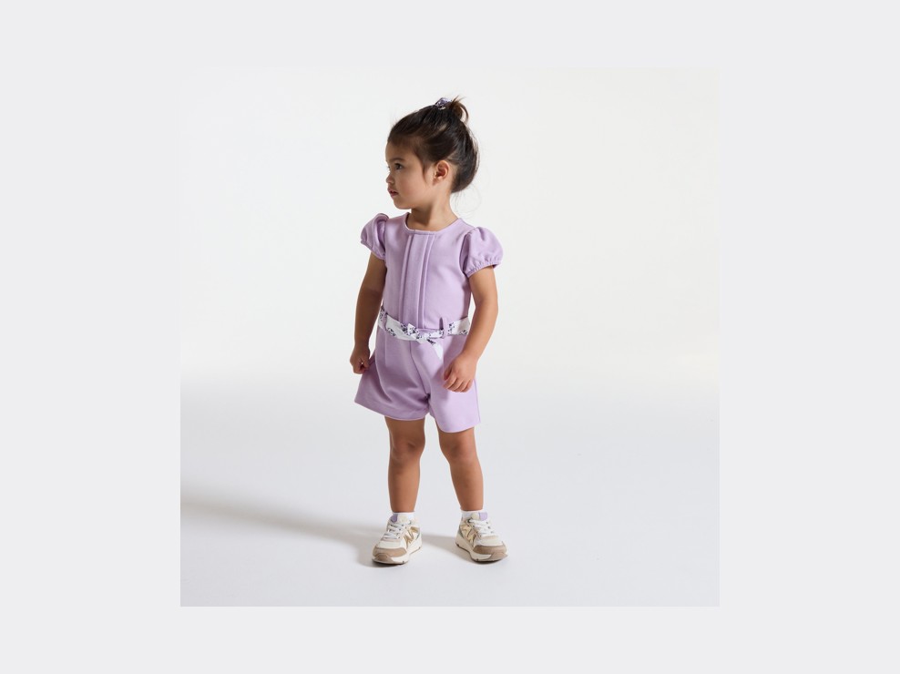 Combinaison courte violette bébé fille 1